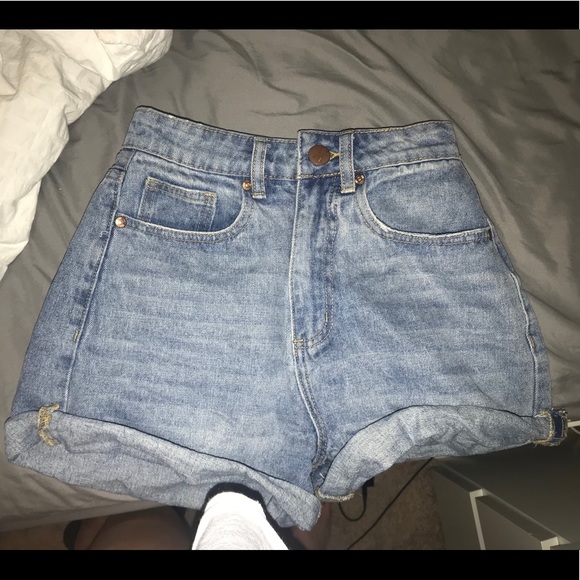 high rise flashback denim short